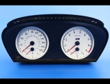 2006-2010 BMW 5 Series E60 M5 E63 M6 White Face Gauges